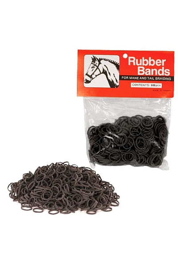 Equine Rubber Braiding Bands – 500 Pack Dark Brown – Mane & Tail Braiding, Plaiting, Styling, Ponytail Accessories – Safe Grooming Tools for Horses, Ponies – Travel Kit Supplies