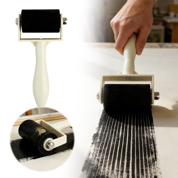 Rubber Brayer Roller for Crafting Gel Printing Wallpaper Border Sealing and Flashing Tape Multipurpose DIY Tools for Art Projects and Home Use,One side,Beige