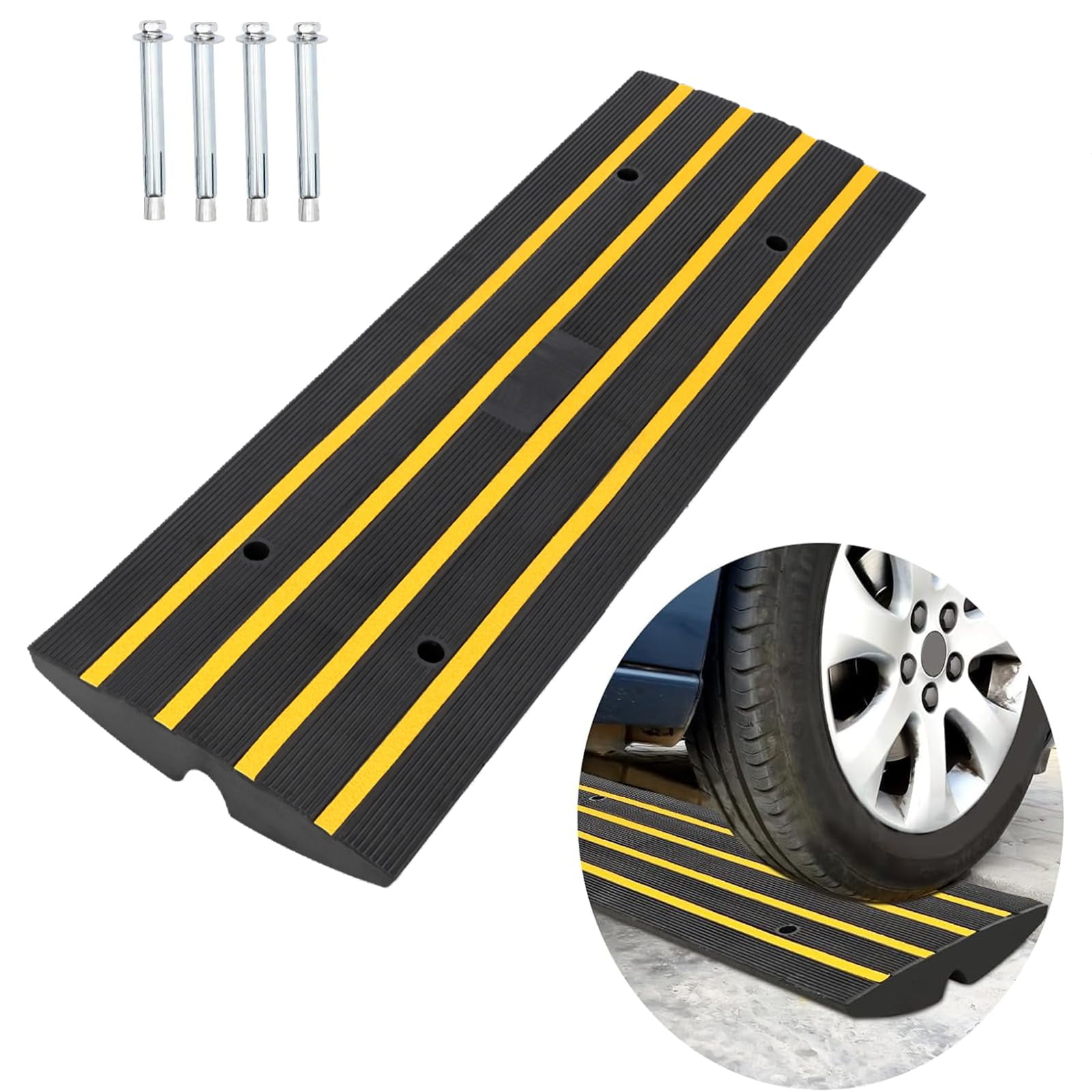 Rubber Bridge Threshold Ramp, Heavy Duty 33000lbs Capacity Car Ramp ...