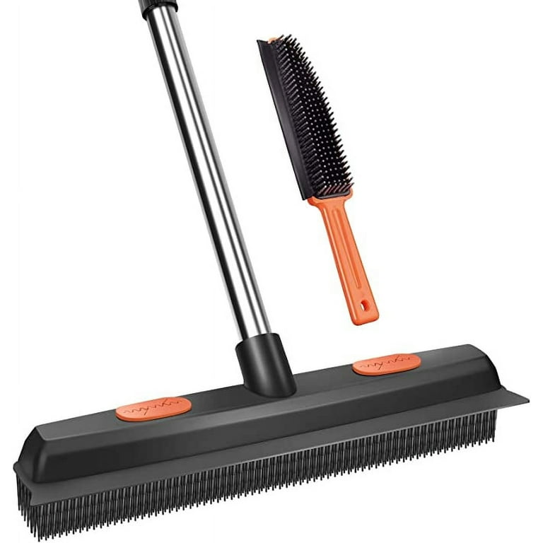 Rubber Broom Pet Hair Removal Tool, Carpet Rake Floor Brush with