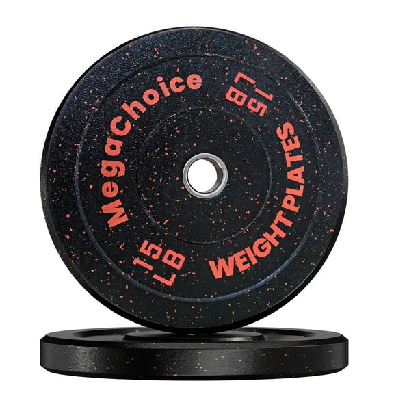 Rubber Bumper Plate,2-Inch Weight Plate 10lb/15lb, Barbell Weight Plates Set for Home Gym, Colored Weights Rubber Strength Training Plate for Weight Lifting(2x10 Lb/2x15 Lb)