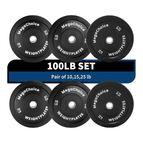 Rubber Bumper Plates Set 10/15/25 LB, 2 Inch Barbell Bumper Weight Plates with Stainless Steel Inserts for Home Gym, Strength Training, Durable Rubber Coating