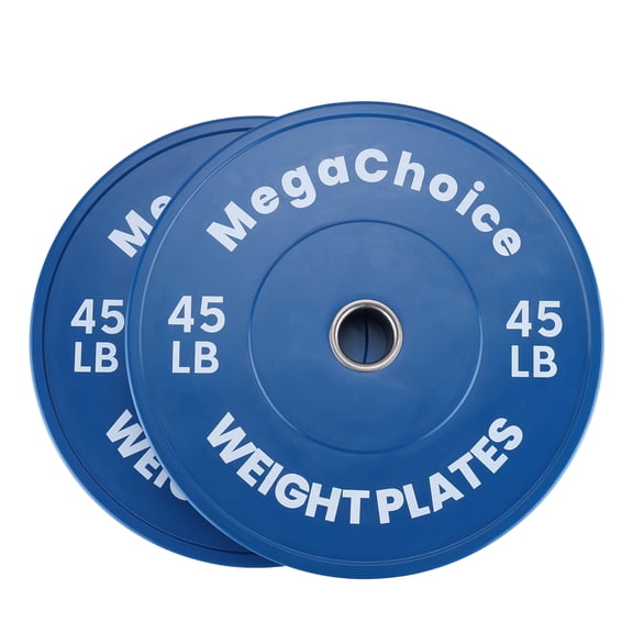 Rubber Bumper Plates Set (2-Pack, 2-Inch Hole) - 45LB Weight Plates for Barbell, Strength Training & Home Gym