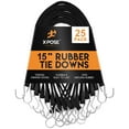 thumbnail image 1 of Rubber Bungee Cords with Hooks 25 Pack 15 Inch (27â€ Max Stretch) Heavy-Duty Black Tie Down Straps for Outdoor, Tarp Covers, Canvas Canopies, Motorcycle, and Cargo - by Xpose Safety, 1 of 6