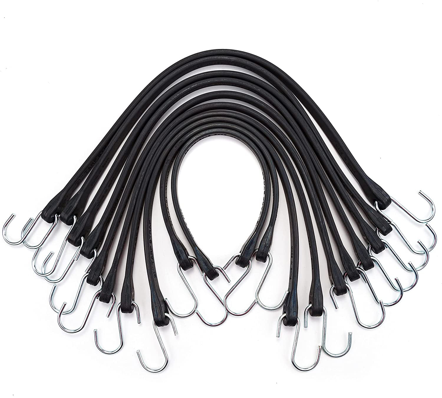 50 Pack Heavy Duty Bungee Cords - 21 Inch, 185 Lb Capacity, EPDM Rubber With Steel S Hooks - View #6