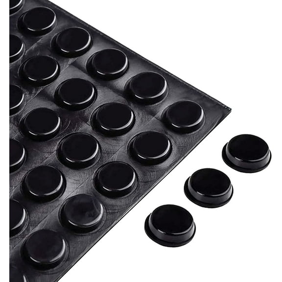 Rubber Cabinet Door Bumpers Black 128 Pcs  Self-Adhesive Cabinet Bumpers for Sound Dampening and Surface Protection  Ideal as Furniture Bumpers, Kitchen Cabinet and Drawer Bumpers