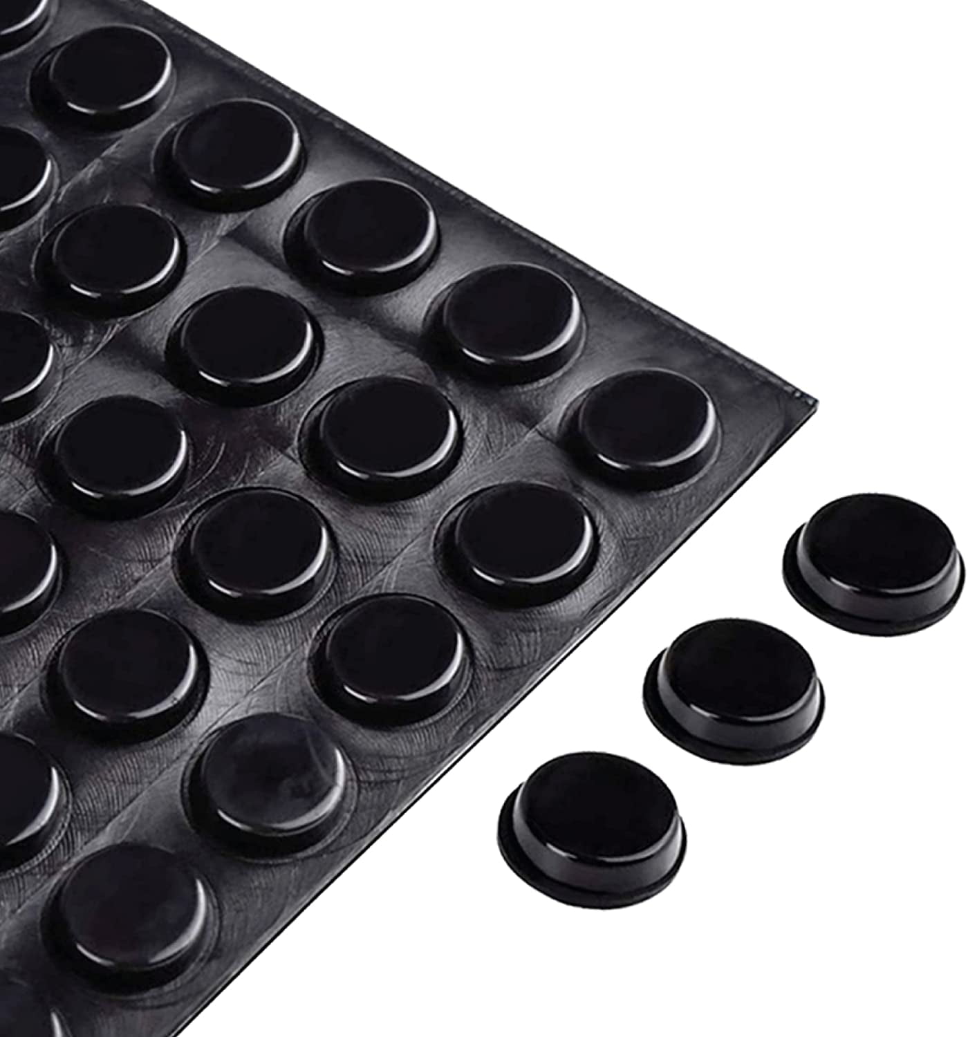 Rubber Door Bumpers Black 128 Pcs SelfAdhesive