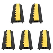 Rubber Cable Protectors 5-Set, 2-Channel, 66,000 lbs Capacity - Driveway Cord Cover, Wire & Hose Protection, Heavy Duty Speed Bump
