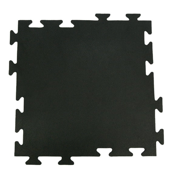 Rubber-Cal "Armor-Lock (Fitness)" Interlocking Rubber Tiles - 3/8 x 20 x 20 inch - Pack of 6 solid rubber tiles, 16.5 Square Feet Coverage - Black Gym Mats
