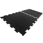Rubber-Cal "Armor-Lock" Interlocking Rubber Mat - 3/8-inch x 2ft x 2ft Black Rubber Tile