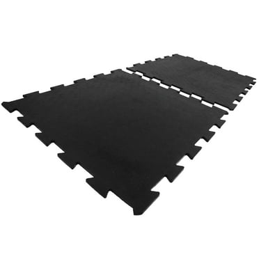 Rubber-Cal "Armor-Lock" Interlocking Rubber Mat - 3/8-inch x 2ft x 2ft Black Rubber Tile