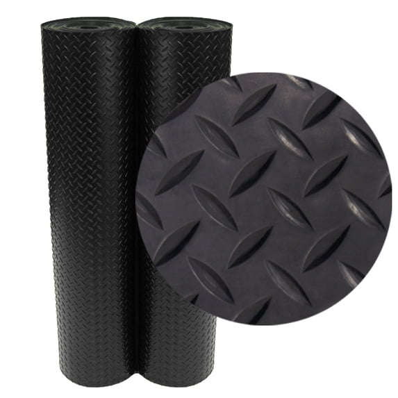 Rubber-Cal Black 36" x 48" x 0.12" Rubber Flooring Rolls