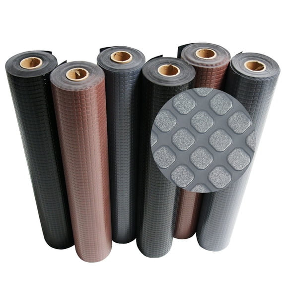 Rubber-Cal Block-Grip Rubber Runner Mat - 2mm x 4ft x 14ft Rubber Rolls - Black