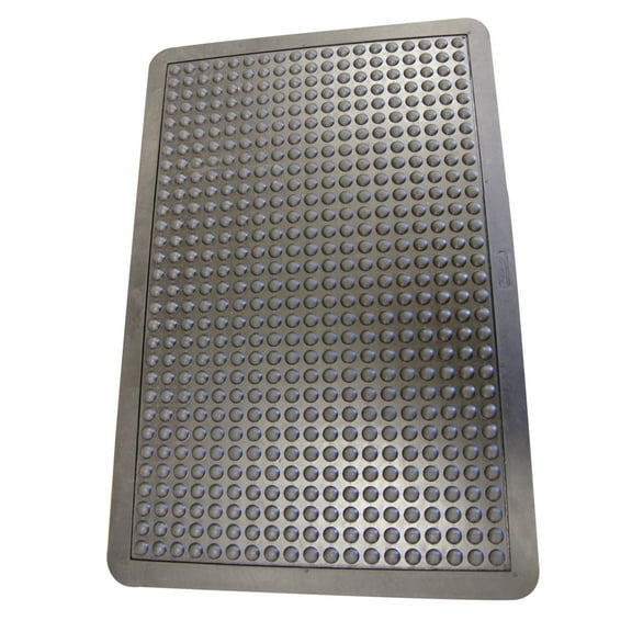 Rubber-Cal "Bubble-Top" Anti-Fatigue Floor Mat - 5/8 in x 2 ft x 3 ft Rubber Floor Mat - Black Borders