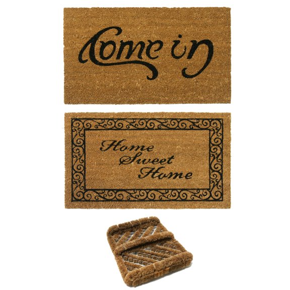 Rubber-Cal Classic "Welcome Doormat" Kit - 18" x 30" - 2 Door Mats & 1 Boot Scraper