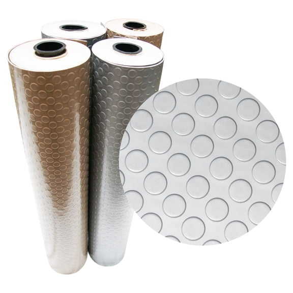 Rubber-Cal "Coin-Grip Metallic" PVC Flooring - 2.5 mm x 4 ft x 20 ft - Beige