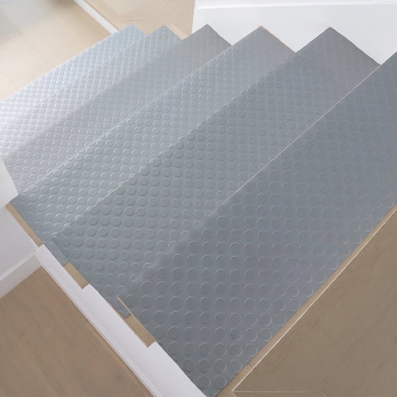 Rubber-Cal "Coin-Grip" Metallic Step Mats - 2.5mm x 36"x 10" - Silver (6pack)