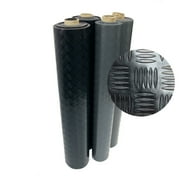 Rubber-Cal "Diamond-Grip" Resilient Flooring Mat - 2mm x 4ft x 4ft Rubber Flooring Rolls - Black