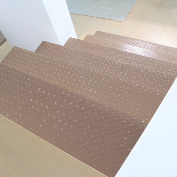 Rubber-Cal "Diamond-Plate" Metallic Step Mats - 2.5mm x 36"x 10" - Beige (6pack)