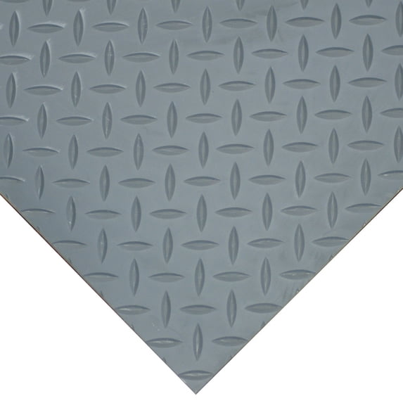 Rubber-Cal Diamond-Plate Thermoplastic Flooring -- 3.5mm x 36" x 6ft - Dark Gray