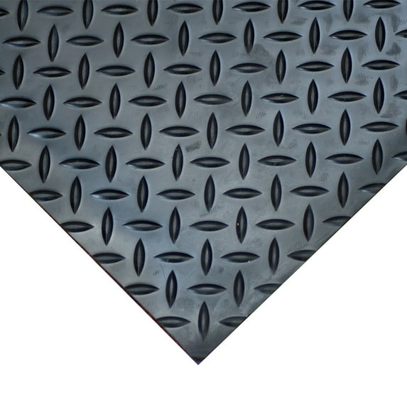 Rubber-Cal Diamond-Plate Thermoplastic Flooring -- 3.5mm x 36" x 9ft - Black
