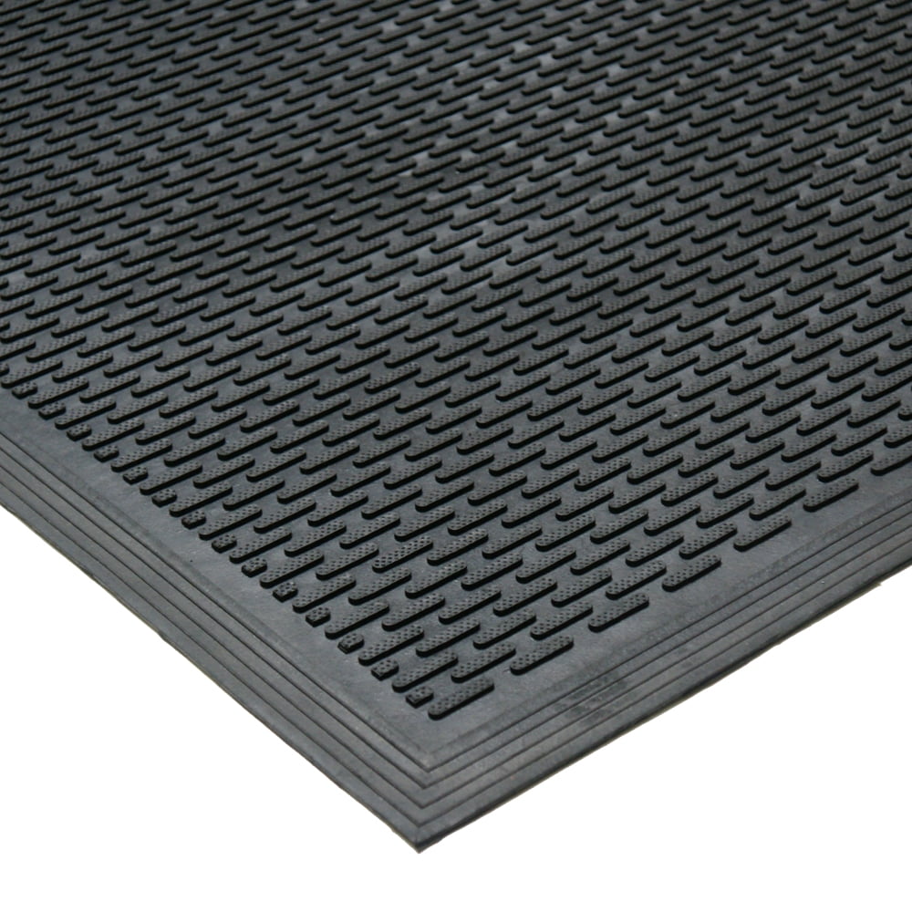 Black Rubber Outdoor Anti-Slip Entrance Door Mat 36" x 60"