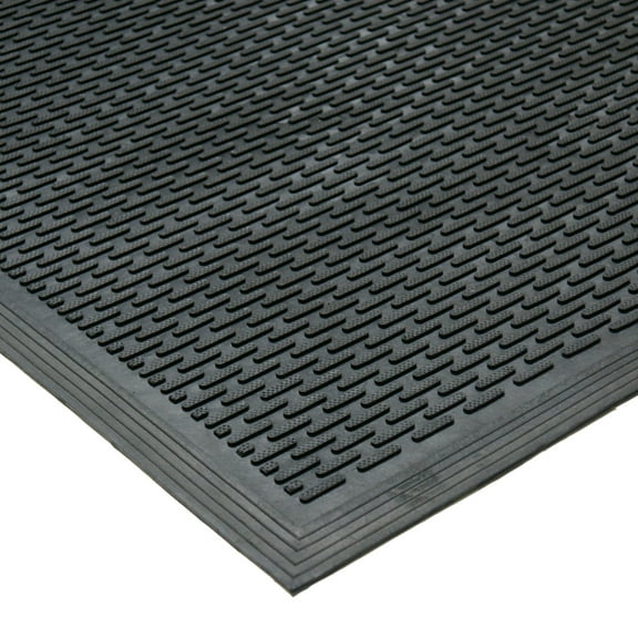 Rubber-Cal "Dura-Scraper Linear" Commercial Rubber Entrance Door Mat - 3/8 in x 36 in x 60 in - Black