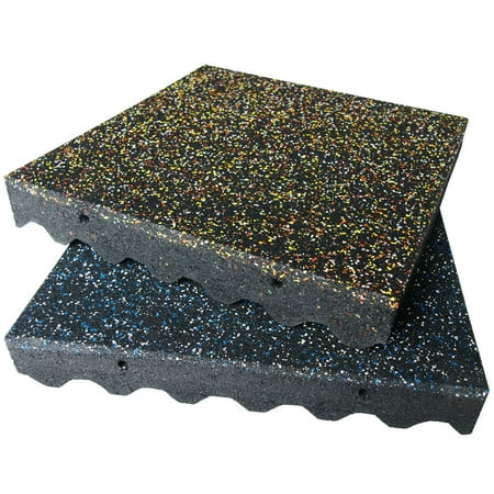 Rubber-Cal "Eco-Safety" Interlocking Playground Tiles - 3 x 19.5 x 19.5 inch - 120 Pack - 332 Square Feet Coverage - Yellow/Red/White Speckled