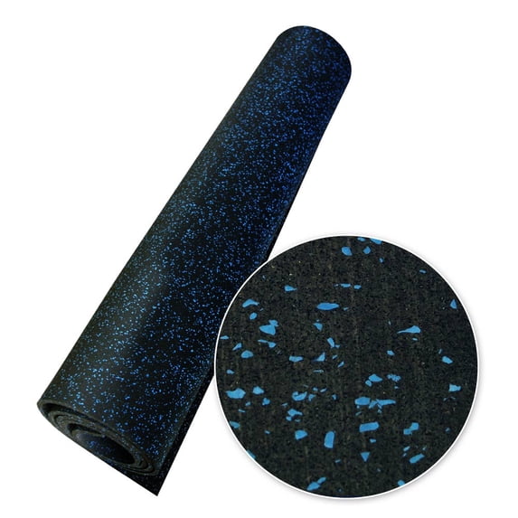 Rubber-Cal "Elephant Bark" Rubber Flooring - 3/8 in. x 4 ft. x 9 ft. - Blue Dot