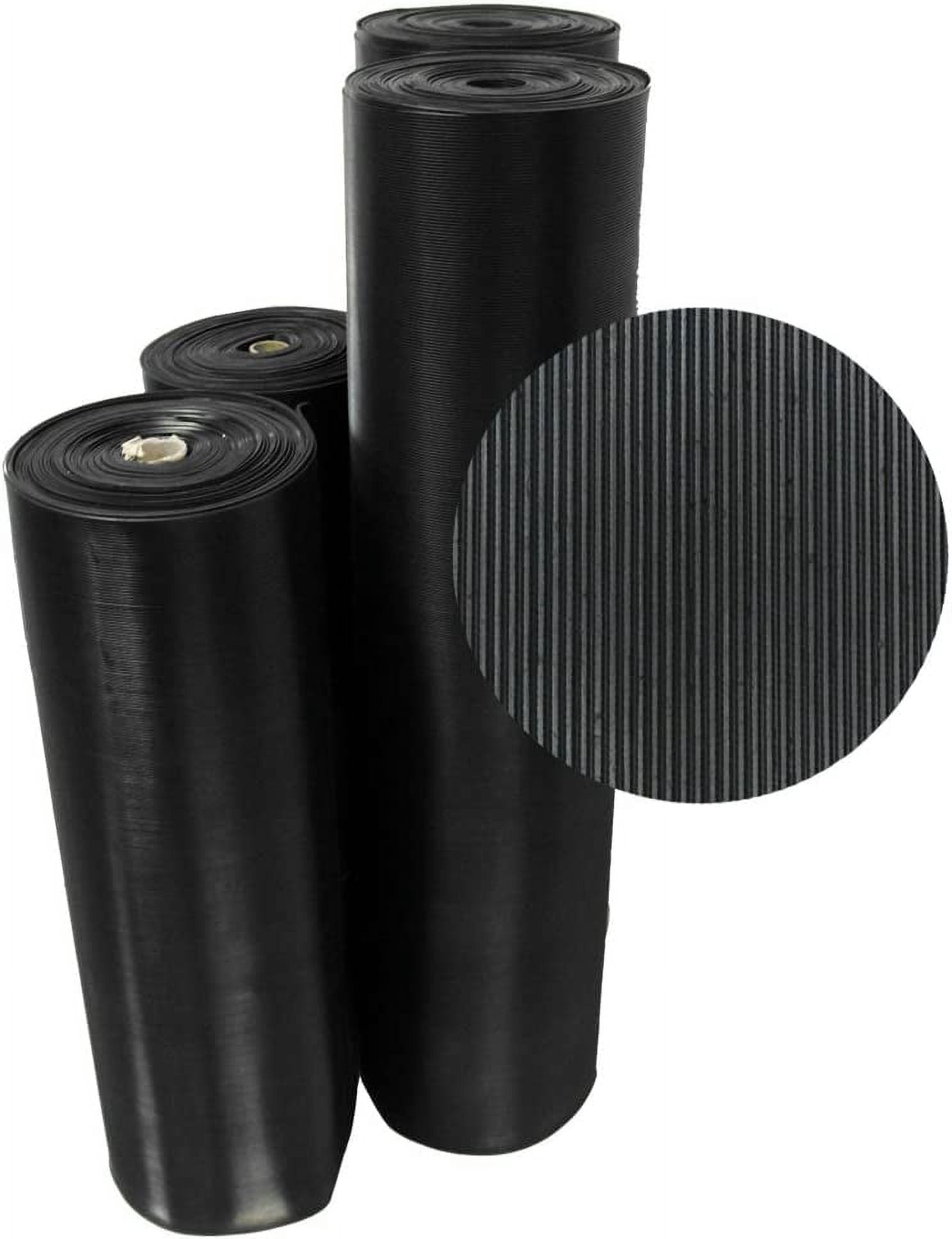 RIB RUBBER MATTING BLACK ROLL 24 WIDE X 5 FT LONG FREE SHIPPING
