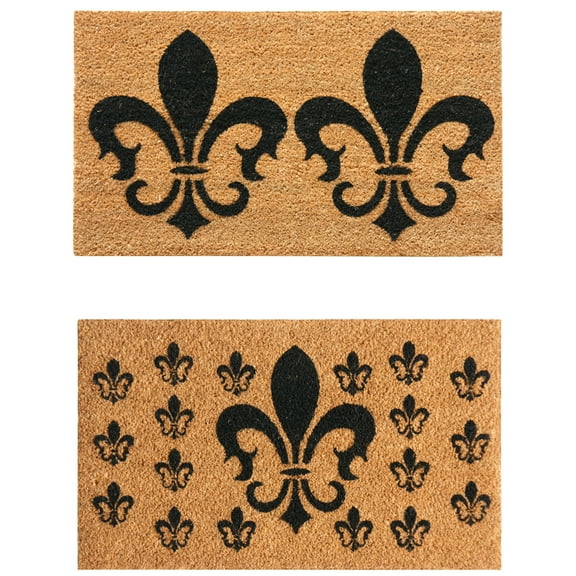 Rubber-Cal "Fleur de Lis Flower" Doormat Kit - 18" x 30" - 2 Door Mats