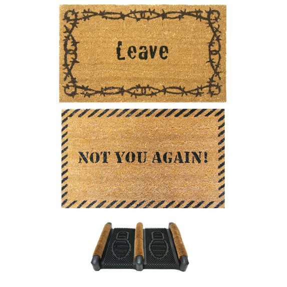 Rubber-Cal "Funny Doormat Kit" - 2 Rude Doormats & 1 Boot Scraper