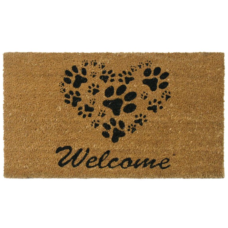 Rubber-Cal Heart-Shaped Paws Welcome Mat 18 by 30-Inch