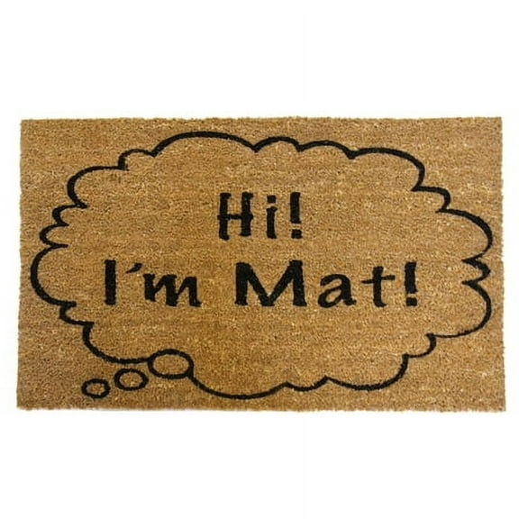 Rubber-Cal  "Hi I'm Mat" Coir Doormat Funny Doormats, 18 x 30-Inch