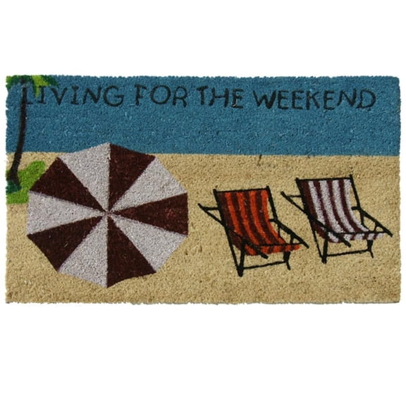 Rubber-Cal "Living for the Weekend" Beach Doormat, 18 by 30-Inch