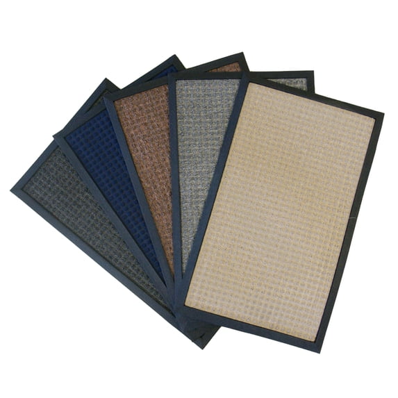 Rubber-Cal "Nottingham" Rubber Backed Carpet Mat - 16 x 24 inches - Charcoal Polypropylene Mat