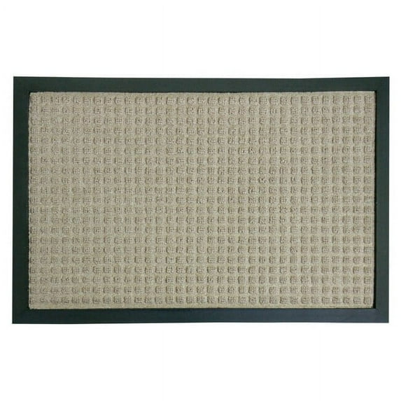 Rubber-Cal "Nottingham" Rubber Backed Carpet Mat - 16 x 24 inches - Tan Polypropylene Mat - 1'4 x 2'