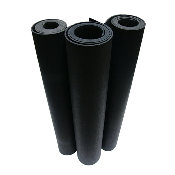 Rubber-Cal "Recycled Flooring" 1/4 in. x 4 ft. x 6 ft. - Black Rubber Mats