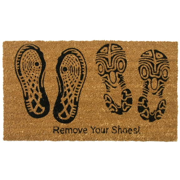 Rubber-Cal "Remove Your Shoes" Decorative Floor Mats, 18 x 30-Inch