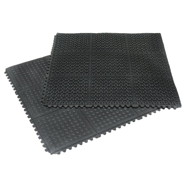 Rubber-Cal Diamond Plate Rubber Flooring Rolls 3mm x 4ft x 5ft Rolls - Black