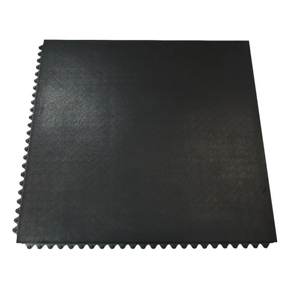 Rubber-Cal "Revolution" Interlocking Rubber Floor - 12mm x 36 in x 36 in Rubber Tiles - Black - 16 Pack