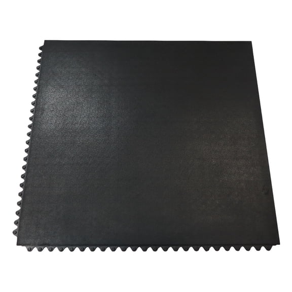 Rubber-Cal "Revolution" Interlocking Rubber Floor - 12mm x 36 in x 36 in Rubber Tiles - Black - 4 Pack