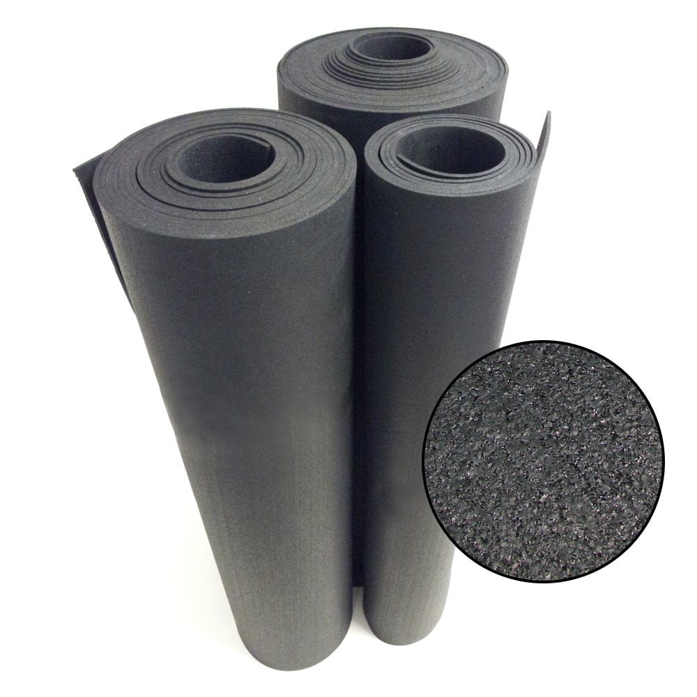 Rubber Cal Rubber Flooring Rolls 6mm x 4ft Wide x 8ft Long Roll Black Rubber Mat