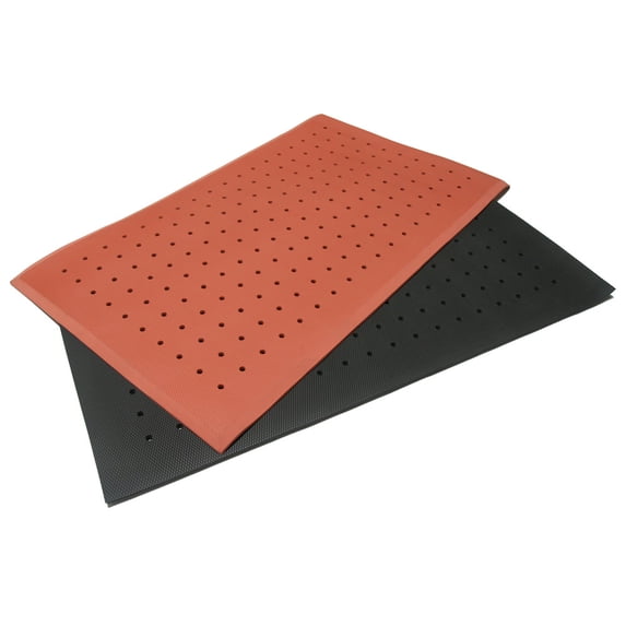 Rubber-Cal "Soft Cloud Drainage" Anti-Fatigue Matting - 3/4" thick x 3ft x 5ft - Red Mats with Holes