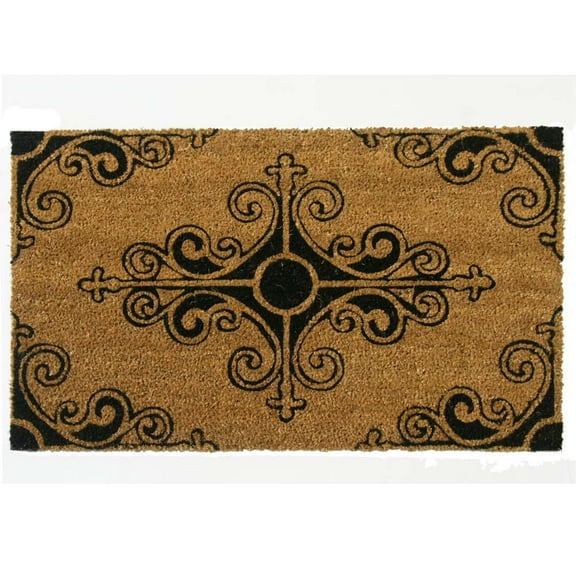 Rubber-Cal  "Traditional Fleur de Lis French Mat" Coco Mat, 18 by 30-Inch