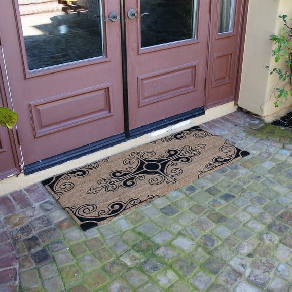 Rubber-Cal "Traditional Fleur de Lis French Mat Large Front Door Mat, 24 by 57-Inch