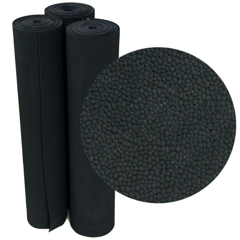 Rubber-Cal Tuff-n-Lastic Rubber Runner Mat - 1/8 Inches x 48 Inches x 8ft Rolled Rubber Flooring - Black