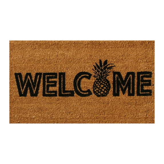 Rubber-Cal Welcome to the Luau! – Natural Coir Pineapple Doormat 15mm 18" X 30"