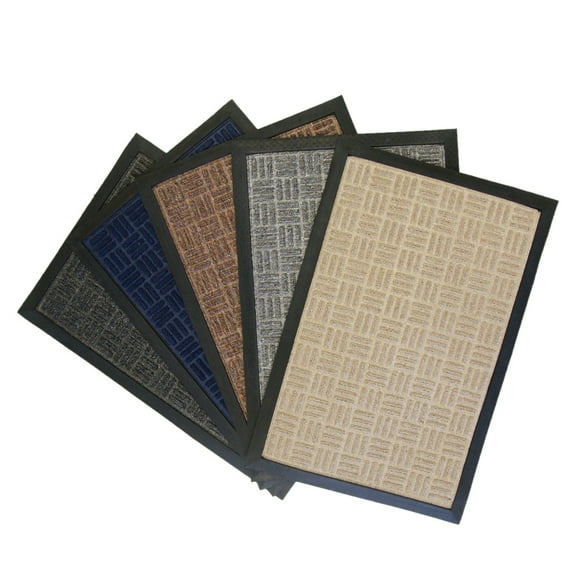 Rubber-Cal "Wellington" Rubber Backed Carpet Doormat - 16 x 24 inches - Brown Polypropylene Mat
