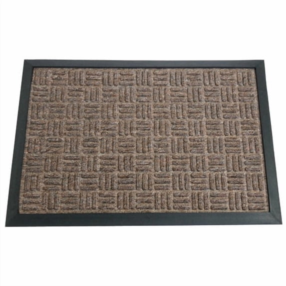 Rubber-Cal "Wellington" Rubber Backed Carpet Doormat - 3 x 5 feet - Brown Polypropylene Mat